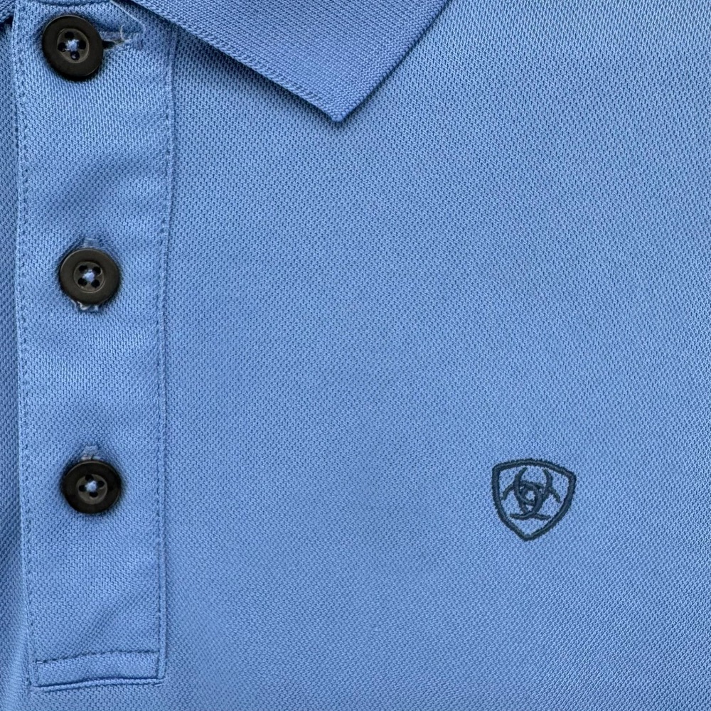 Ariat Golf Shirt Mens Large Blue AriatTek Heat Series Performance Short Sleeve - Picture 7 of 10